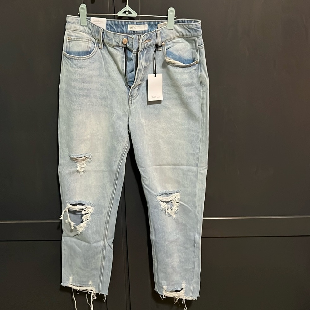High Rise Crop Mom Jeans